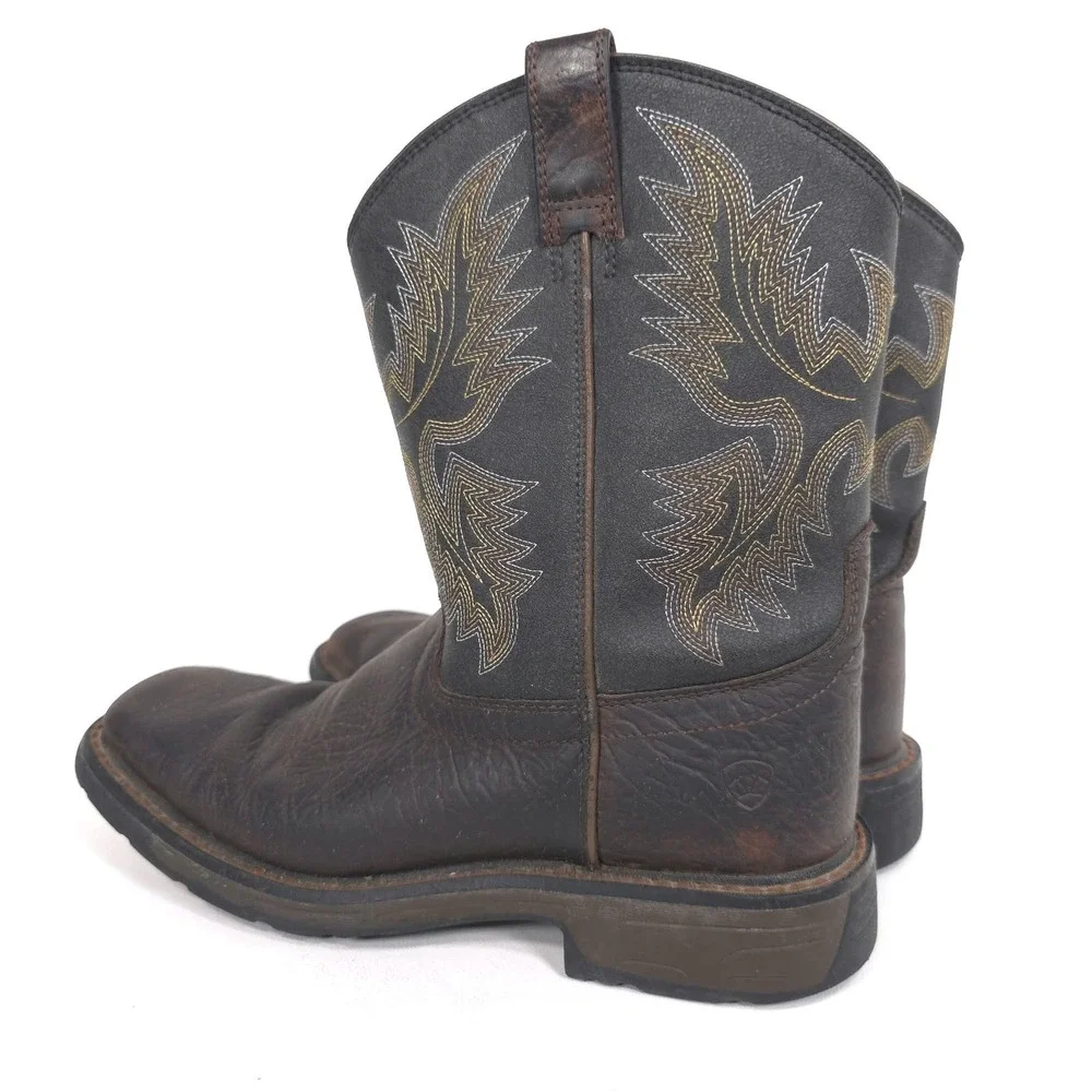 ARIAT Kids US5 Brown Leather Square Toe Western Cowboys Boots 10021452